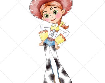 Jessie Toy Story Clipart PNG, Watercolor Hand Drawn Illustration, Digital Download
