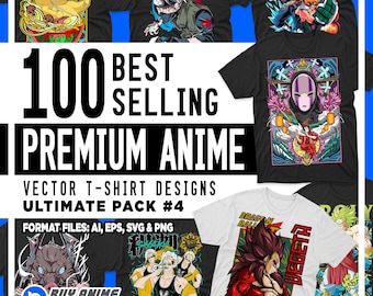 Paquete definitivo de 100 diseños vectoriales de camisetas de anime #4