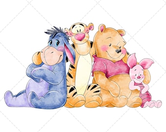 Winnie the Pooh Clipart PNG, Ilustración dibujada a mano en acuarela, Descarga digital