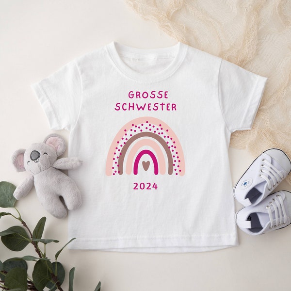 T-Shirt für Kleinkinder - große Schwester 2024 in weiß oder schwarz