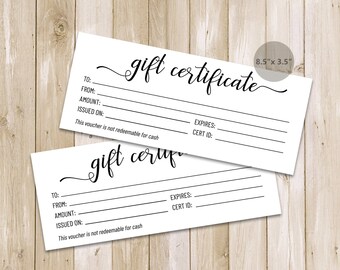 Blank Printable Gift Certificate Template Gift Vouchers (NO COLOR INK!)