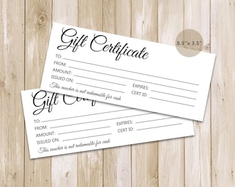 Printable Gift Certificate Template Gift Vouchers Photography (NO COLOR INK!)