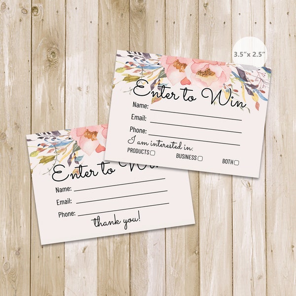 Blank Printable Raffle Ticket Template Boho Floral Giveaways Sweepstakes