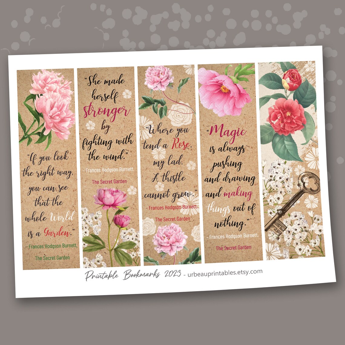 The Secret Garden Quotes Bookmarks for Kids Printable Bookmarks Set ...