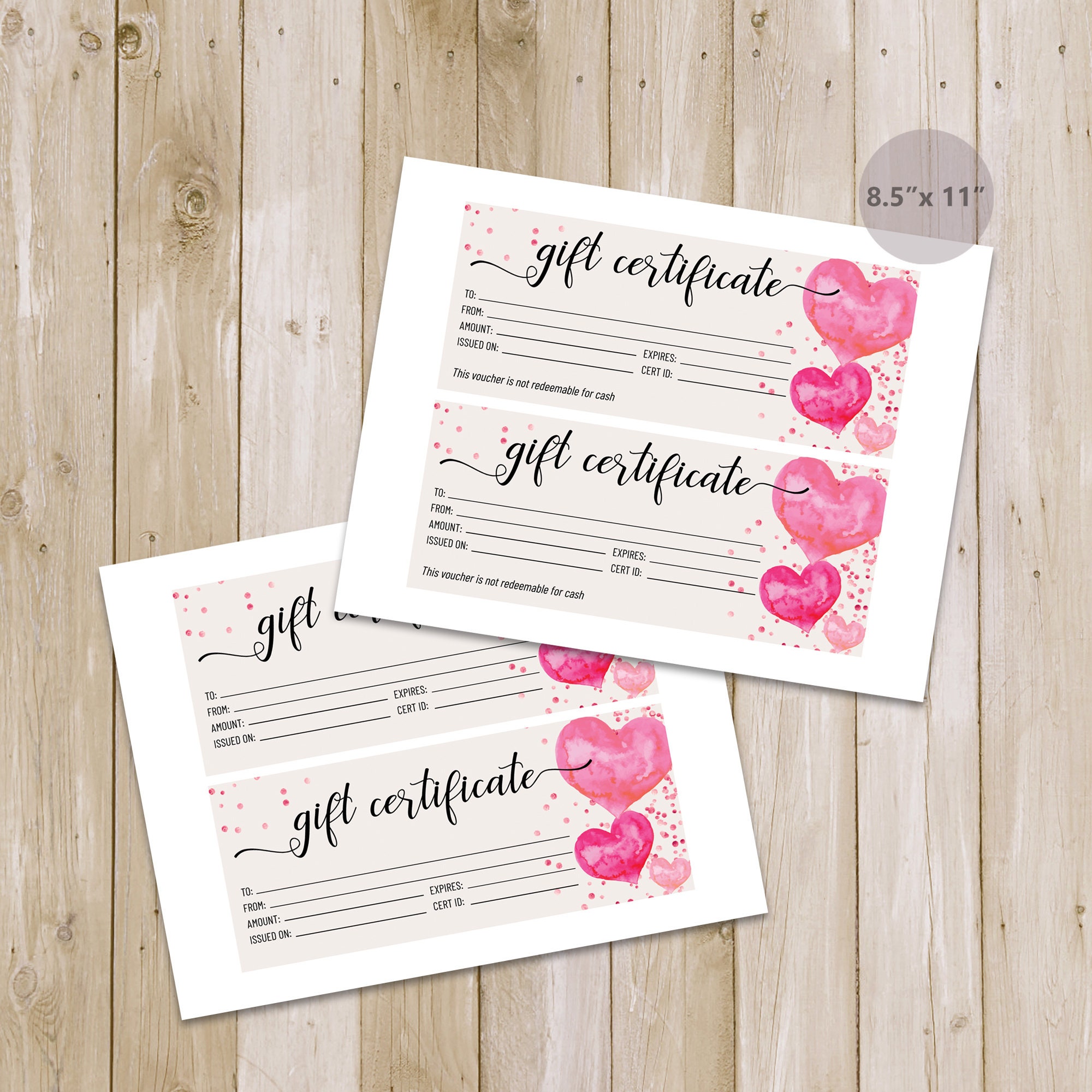 Valentine's Day Gift Card Template for Gift Certificate Printable ...