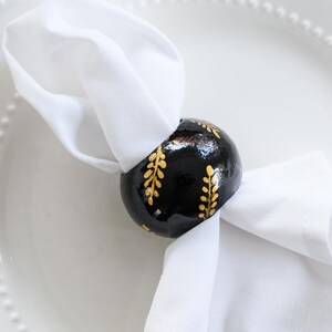 Hand-Painted Papier-Mâché Napkin Rings - Set of 4 - Floral Design