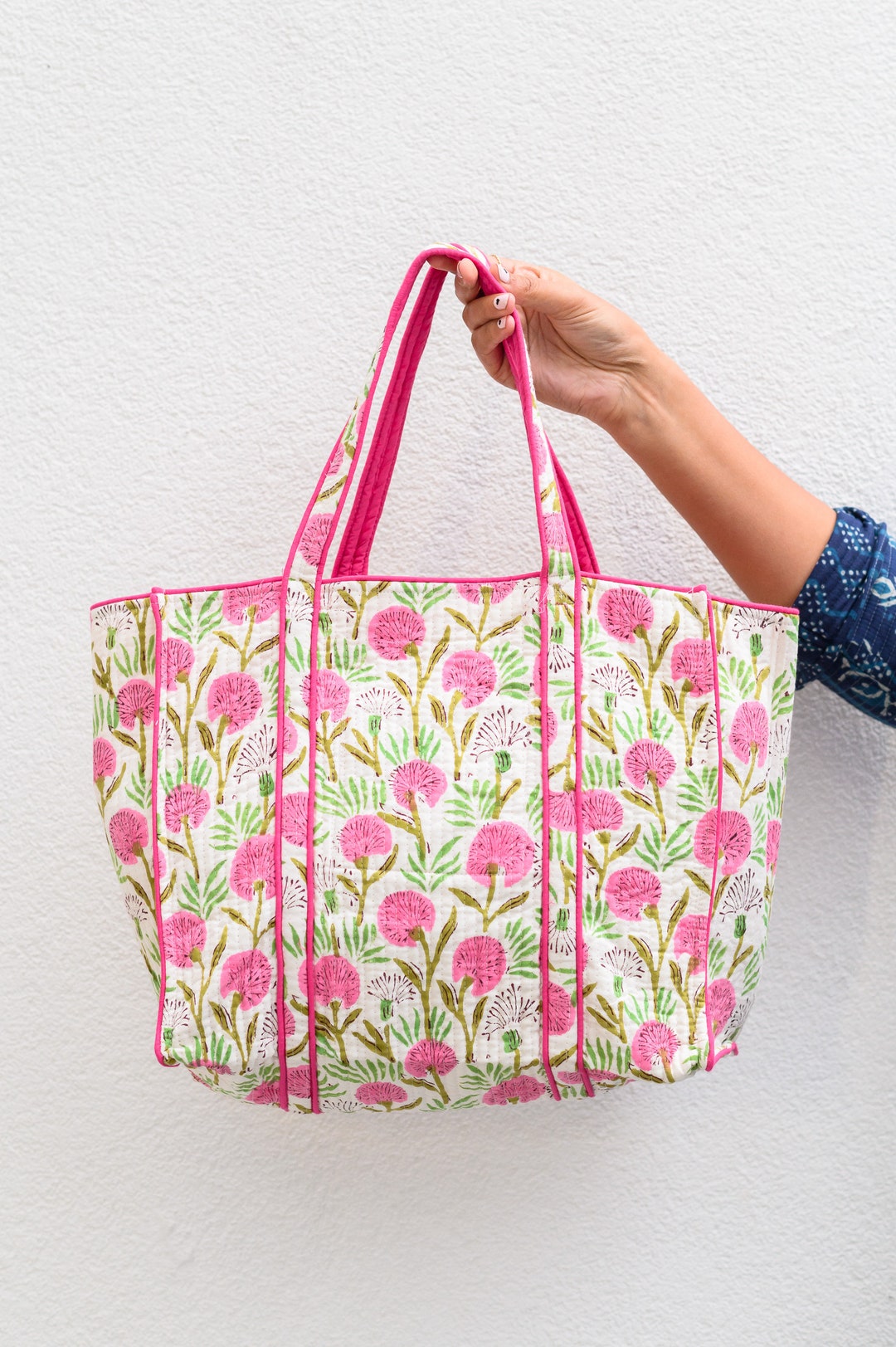 Block Print Bag Block Print Cotton Bag Block Print Tote Bag Etsy