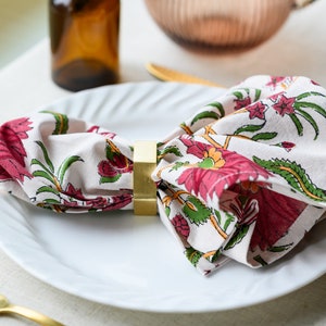 Floral Print Napkins, Indian Cotton Napkins, Reusable Fabric Napkins, Dinner Napkins, Cloth Napkins, Block Print Napkins, Colourful Napkins