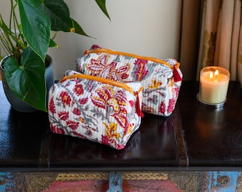 Travel Toiletry Bag, Cotton Cosmetic Bag, Travel Accessories Bag, Washable Makeup Bag, Handmade Zipper Bag, Toiletry Bag, Makeup Bag