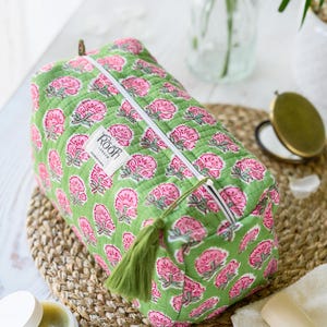 Trousse de toilette en coton | Trousse de toilette matelassée | Trousse de maquillage | Cadeau pour elle | Cadeau de Noël |  Cadeau pour professeur | Cadeau de demoiselle d&#39;honneur