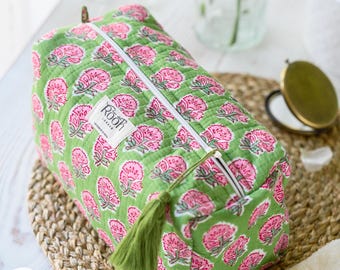 Cotton Toiletry bag | Quilted Washbag | Make-up Bag | Gift for Her | Christmas Gift |  Teacher&#39;s Gift | Bridesmaid Gift