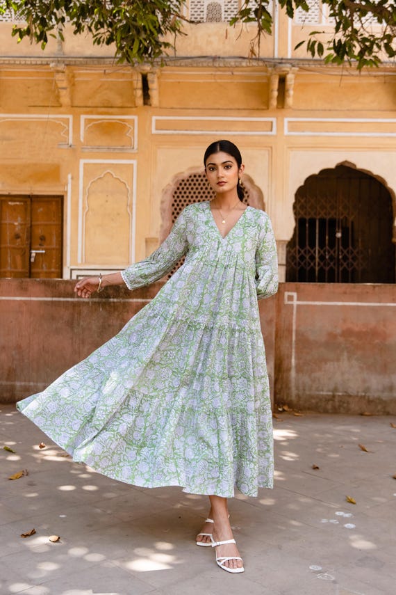 Midi Dress With Green Cotton Maxi Dress Casual Dresses Bag Summer Dresses  Online Canada Blockprint Cotton Dress: Bohemian Maxi Dress With Pockets,  Sage