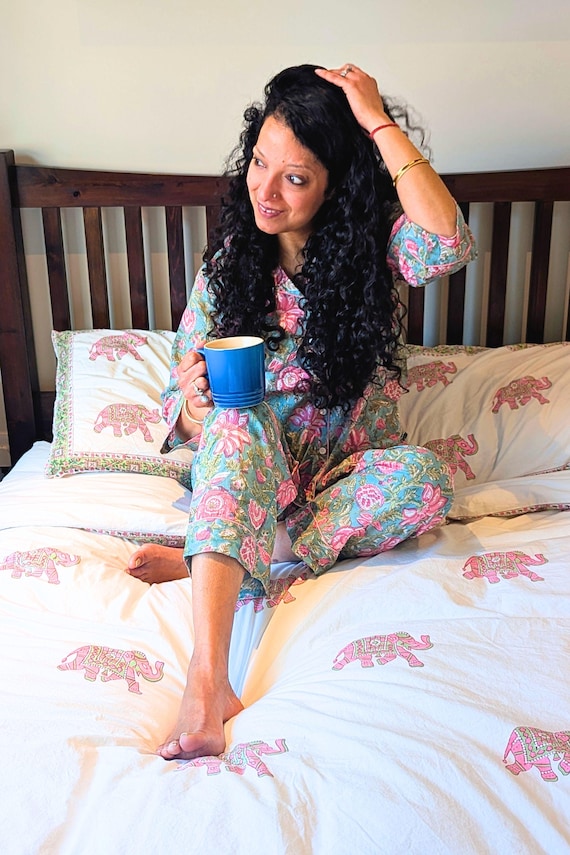 Cotton Pyjamas for Women, Long PJ Set, Ladies Sleepwear, Floral PJ Set, Bridesmaid Pyjamas, Summer PJs, Gift for Her