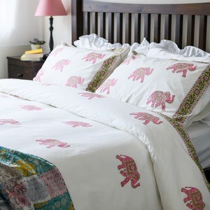 Block Print Duvet Set, Cotton Bedding, Indian Duvet, Comforter Cover Set, Duvet Set, Standard size pillow cases image 2