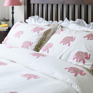 Block Print Duvet Set, Cotton Bedding, Indian Duvet, Comforter Cover Set, Duvet Set, Standard size pillow cases image 1