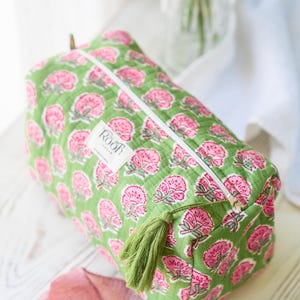 Cotton Toiletry bag | Quilted Washbag | Make-up Bag | Gift for Her | Christmas Gift |  Teacher&#39;s Gift | Bridesmaid Gift