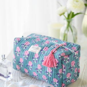 Cotton Toiletry bag | Quilted Washbag | Make-up Bag | Gift for Her | Christmas Gift |  Teacher&#39;s Gift | Bridesmaid Gift