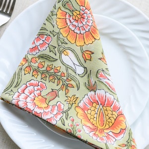 Block Print Napkins, Cloth Cotton Napkins, Floral Napkin Set, Indian Cloth Napkins, Dinner Napkins, Gift for hostess, Table Napkins