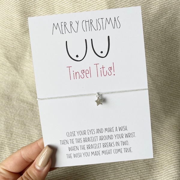 Merry Christmas Tinsel Tits | Cheeky Gift | Secret Santa Bracelet | Secret Santa Gift | Stocking Filler | Small Gift