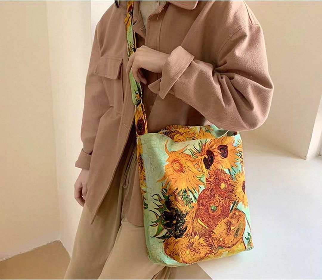 Oil Painting Style Sunflower Van Gogh Artistic Messenger Bag Shoulder ...