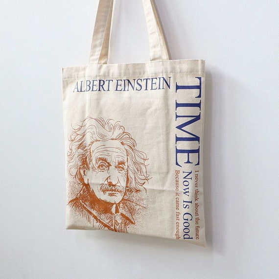 Albert Einstein Portrait Painting Line Drawing Canvas Tote Bag 