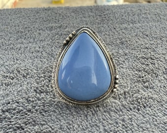 Blue Opal Gemstone, Handmade Jewelry, 925 Sterling Silver, Statement, Engagement Ring, Anniversary Gift