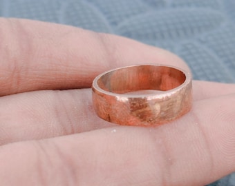 Anillo de cobre macizo 100 %, hecho a mano, regalo de San Valentín, accesorio de diario, estilo bohemio unisex.