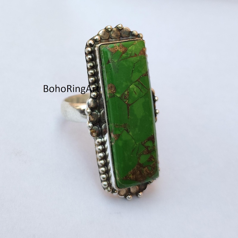 Large Green Turquoise Fan Ring