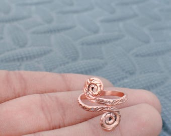 Anillo de cobre en espiral hecho a mano, estilo bohemio hippie