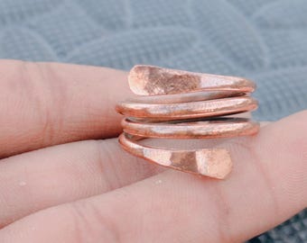 Anillo 100% de cobre macizo, joyería hecha a mano, ajustable, regalo de San Valentín, regalo de aniversario, para uso diario.