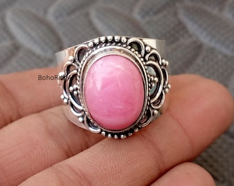 Pink Opal Gemstone, 925 Sterling Silver, Statement, Handmade Jewelry, Anniversary Gift, Wedding Jewelry