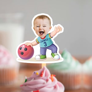 Bowling Player Cupcake Topper Bowling Design Printable Digital File, Personalised Cupcake Topper, Funny Cupcake Topper Digital Download
