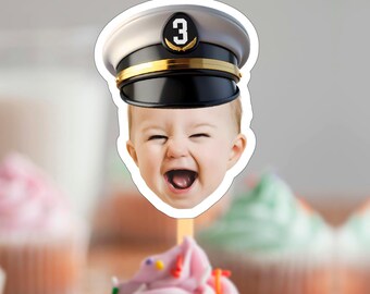 Ship Captain Cupcake Topper Captain Design Printable Digital File, Personalised Cupcake Topper, Cupcake Topper Digital Download