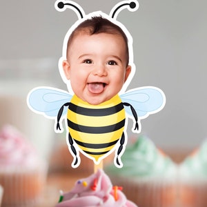Cute Bee Cupcake Topper Custom Design Printable Digital File, Personalised Cupcake Topper, Funny Cupcake Topper Digital Download