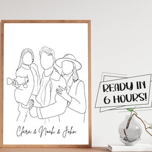 Unique Gift Custom Line Drawing, Gift For boyfriend, First Anniversary Gift, Faceless One Line Drawing, Personalized Wedding Gift image 4