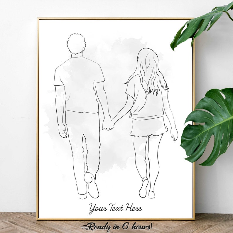 Unique Gift Custom Line Drawing, Gift For boyfriend, First Anniversary Gift, Faceless One Line Drawing, Personalized Wedding Gift image 7