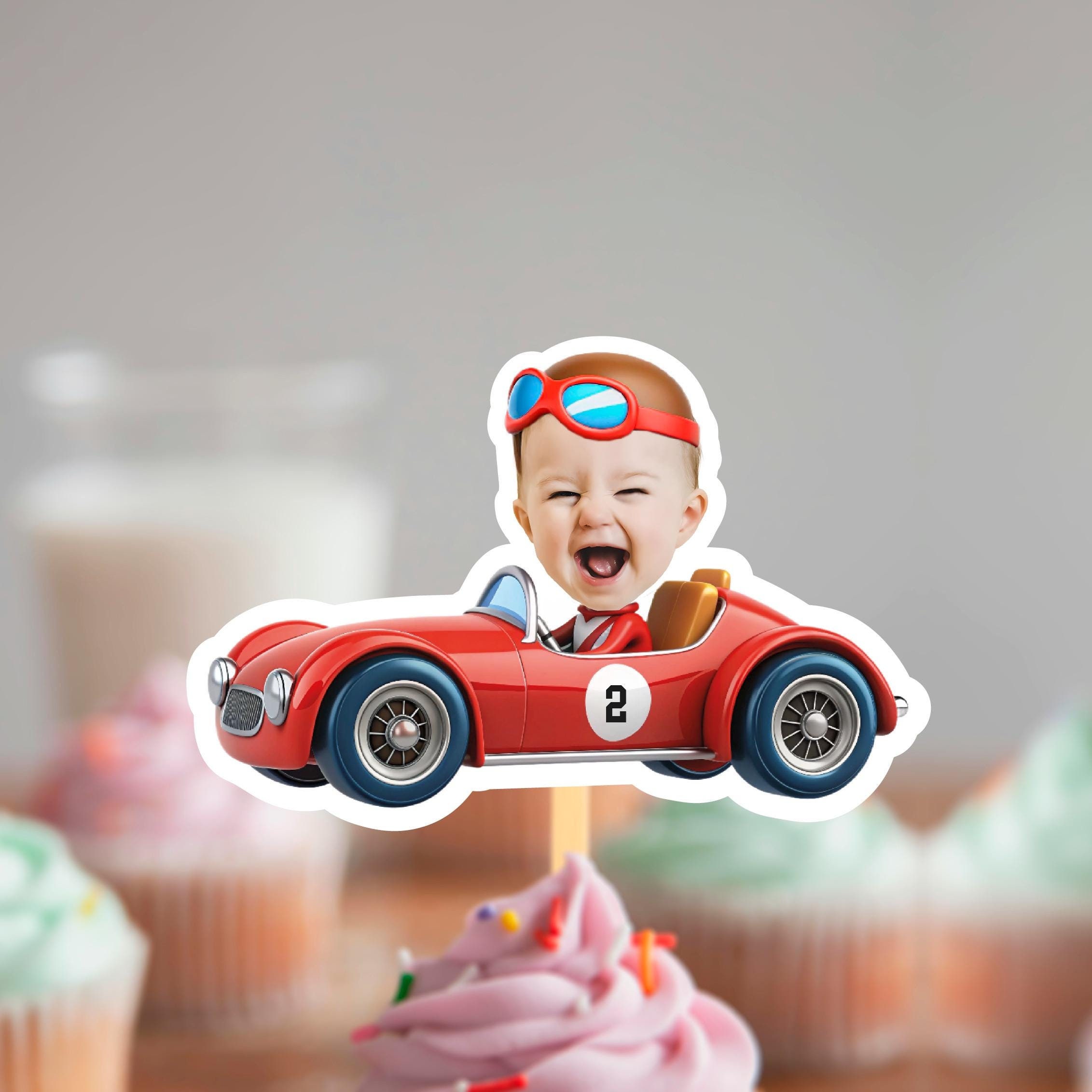 Adorno para cupcakes de coche de carreras, diseño personalizado de Racer, archivo digital imprimible, adorno para cupcakes personalizado, descarga digital de adorno para cupcakes