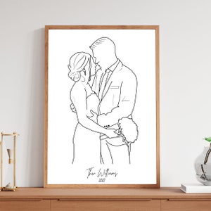 Unique Gift Custom Line Drawing, Gift For boyfriend, First Anniversary Gift, Faceless One Line Drawing, Personalized Wedding Gift image 8