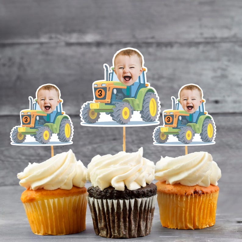 Funny Tractor Custom Cupcake Topper Tractor Design Printable Digital ...