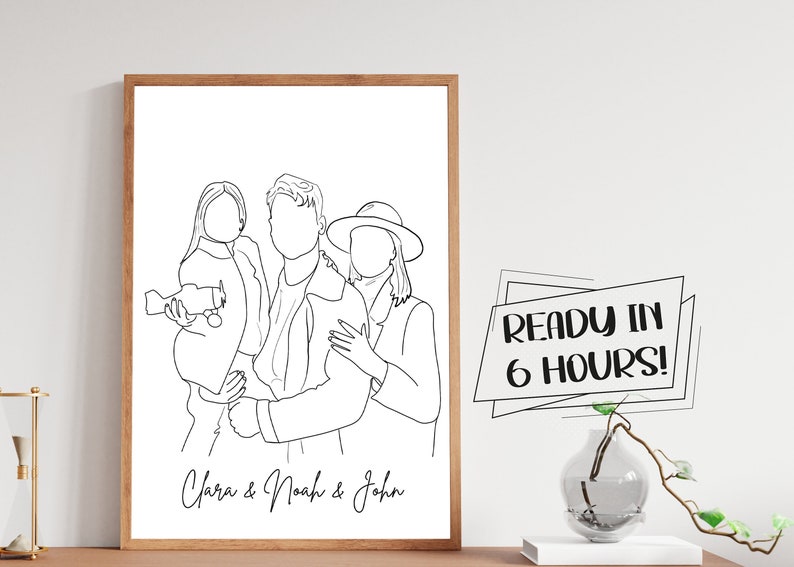 Unique Gift Custom Line Drawing, Gift For boyfriend, First Anniversary Gift, Faceless One Line Drawing, Personalized Wedding Gift image 4