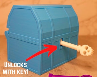 3D Printed Pirate Treasure Chest with Key Lock