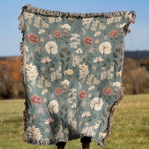 Cottagecore vintage bloemen plaid | Bloemen geweven vloerkleed muurhangende slaapbank hoes decor - 100% katoen Cadeau voor haar