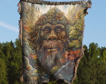 Bigfoot Sasquatch bosdeken, plaid, wandtapijt, geweven kunstdecoratie, cadeau