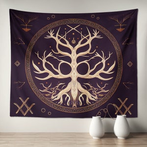 Yggdrasil Nordic Tree Of Life Tapestry | Norse Mythology Wall Hanging Art Decor Gift