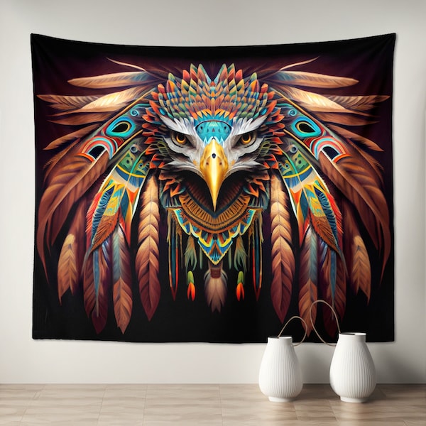 Native Americans Eagle Bird Tapestry Wall Hanging Art - for Kids Room Living Bedroom Dorm, Ethnic Home Decor gift