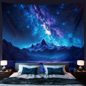 Magic Night Sky Mountain Tapestry Wall Hanging Art Decor - for kids room dorm bedroom Magical Avatar Dreamy Home Decor Gift