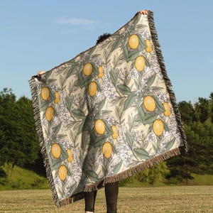 Lemon Throw Blanket Tapestry | Vintage Woven Wall Hanging Rug Sofa Bed Cover Decor - 100% Cotton Gift