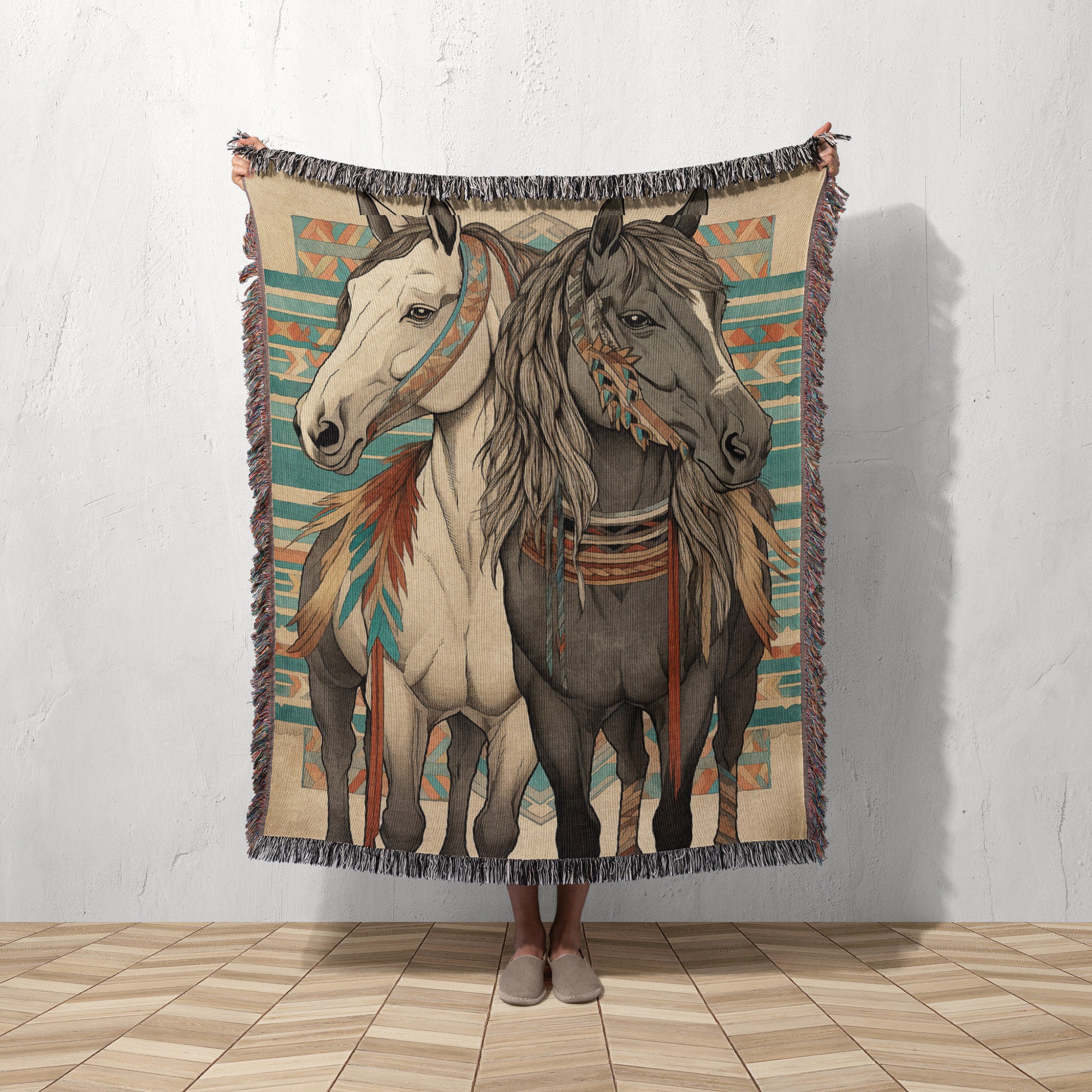 Handwoven Patriotic American Flag Blanket – 32x32 Acrylic, Perfect For Horse Saddles, Parades & Decor