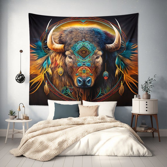 Native Bison Buffalo Tapestry Indigenous Wall Hanging Art for Living Kids Bedroom Dorm Shamanic Room Decor Gift Etsy Canada