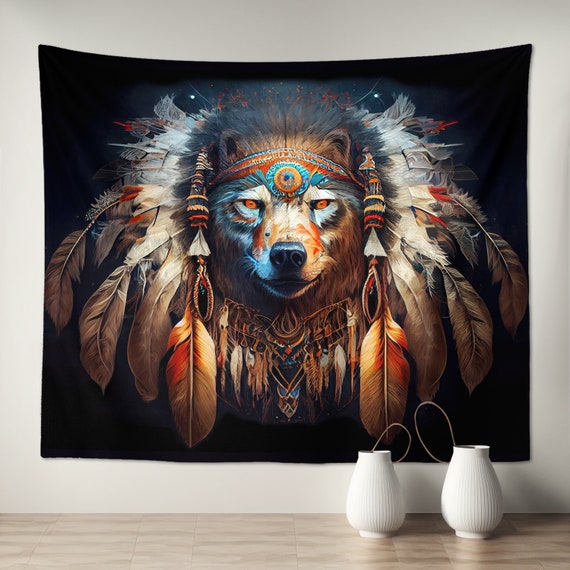 Native Grizzly Bear Tapestry Wall Hanging Art for Kids Room Dorm Room Bedroom Ethnic Home Decor Gift Etsy Canada